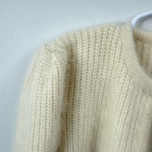 Vintage Cardigan Sweater Size Medium Cream Lambswool Angora Lloyd Williams Soft - Picture 7 of 7